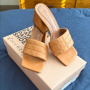 Free People Tan Quilted Mules